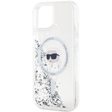 Karl Lagerfeld Liquid Glitter Karl Head MagSafe case for iPhone 15 / 14 / 13 - transparent