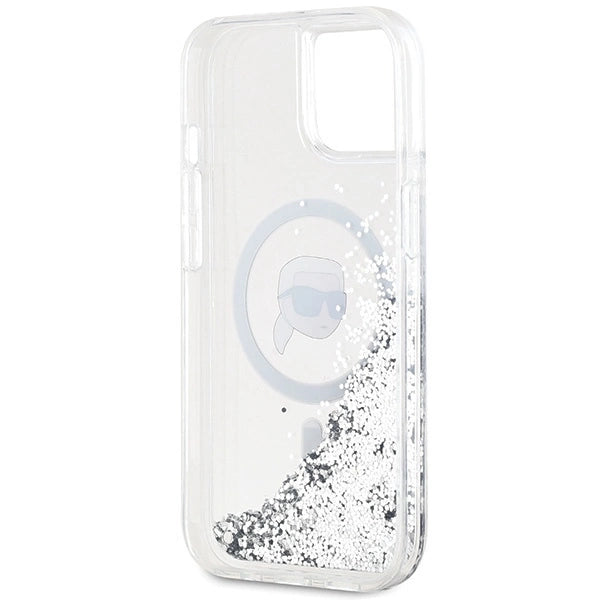 Karl Lagerfeld Liquid Glitter Karl Head MagSafe case for iPhone 15 / 14 / 13 - transparent