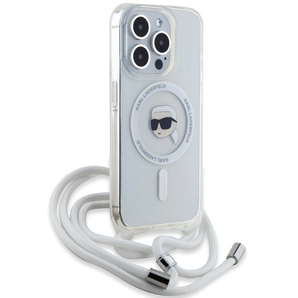 Karl Lagerfeld Crossbody IML Karl Head MagSafe case for iPhone 15 Pro Max - transparent