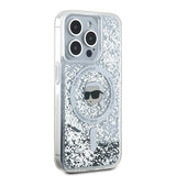 Karl Lagerfeld Liquid Glitter Karl Head MagSafe case for iPhone 15 Pro Max - transparent