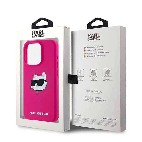 Karl Lagerfeld Silicone Choupette Head MagSafe case for iPhone 15 Pro Max - pink
