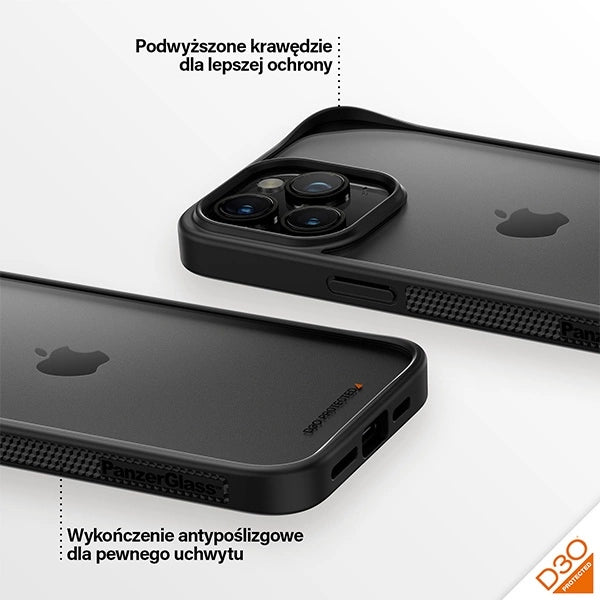 PanzerGlass ClearCase Case til iPhone 15 Pro Max med Military Grade Certification - gennemsigtig og sort