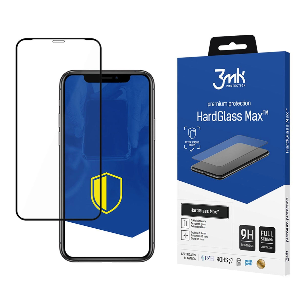 9H 3mk HardGlass MaxTM glas til iPhone Xr