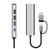 Tech Protect Hb03 Hub Adapter 5 I 1 Type C + Usb 2.0 + Usb 3.0 + Rj45 Spacegrå