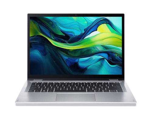 Acer Aspire Go Spin 14 AGSP14-31PT-C72L Intel® N N150 Hybrid (2-i-1) 35,6 cm (14") Berøringsskærm WUXGA 16 GB LPDDR5-SDRAM 512 GB SSD Wi-Fi 6 (802.11ax) Windows 11 Home Sølv
