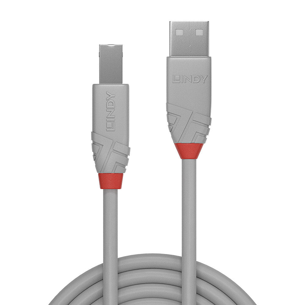 Lindy 36683 USB-kabel USB 2.0 2 m USB A USB B 0,48 Gbit/sek. Grå