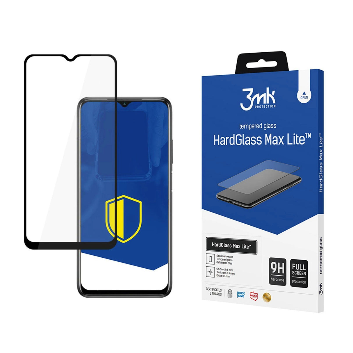 9H 3mk HardGlass Max LiteTM glas på Xiaomi Poco M3