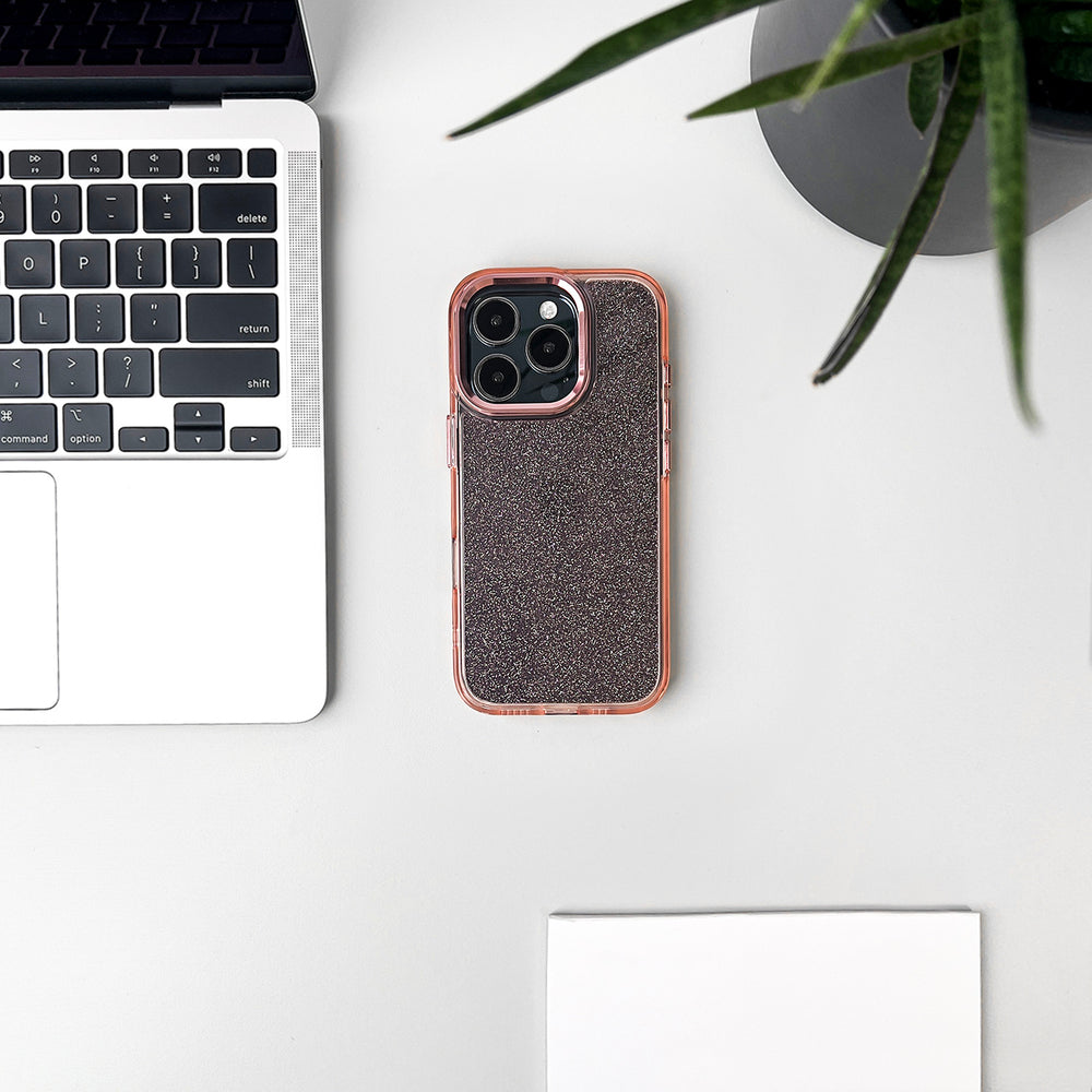 Glitter Case til iPhone 16 Pro - pink med glitter