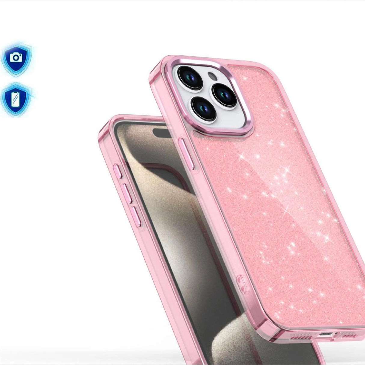 Glitter Case til iPhone 16 Pro Max - pink med glitter