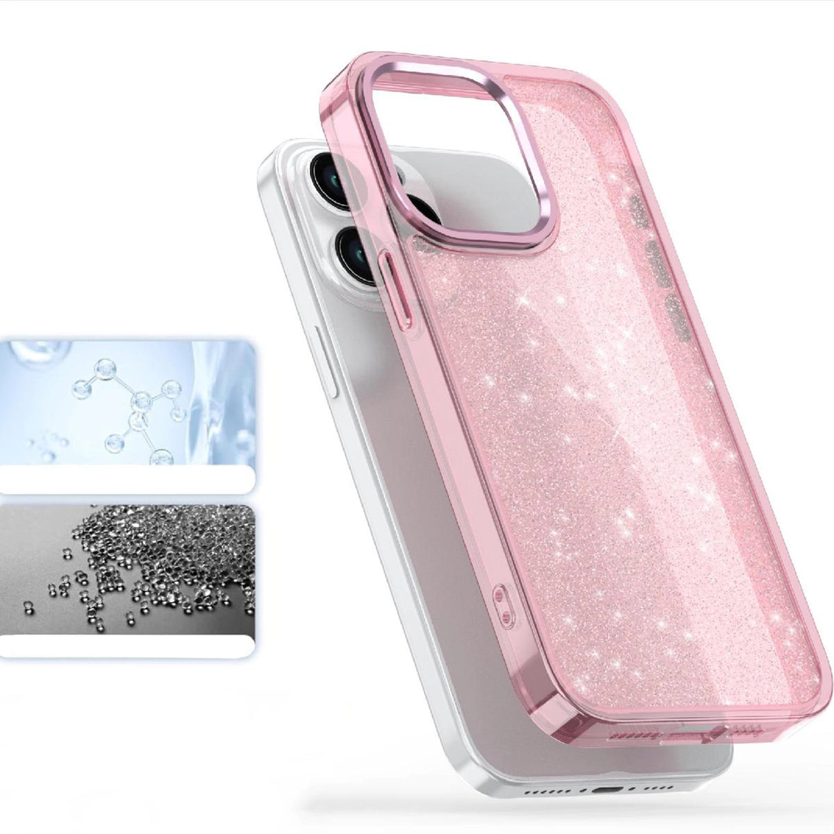 Glitter Case til iPhone 16 Pro Max - pink med glitter