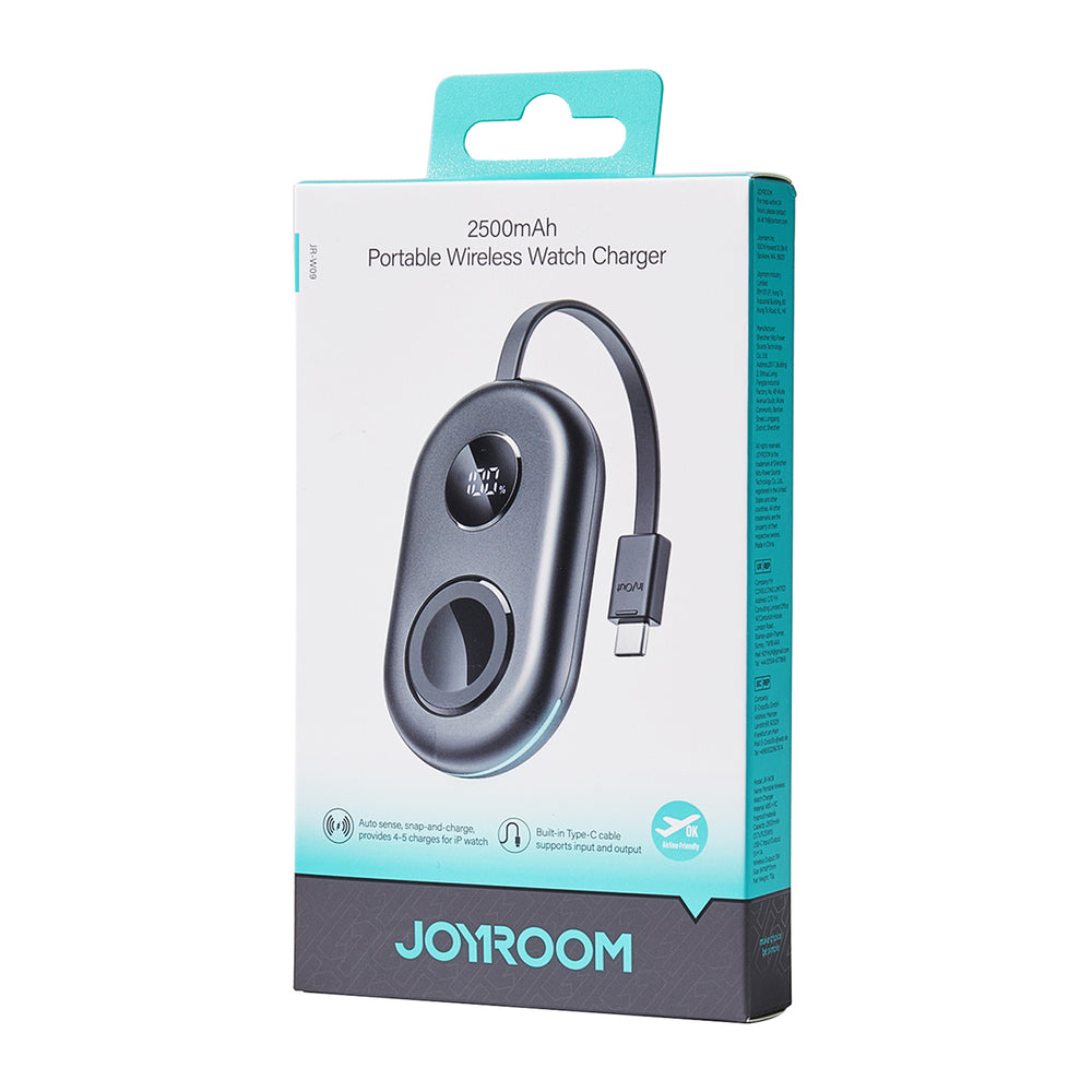 Joyroom JR-W09 3W trådløs opladning Power Bank med USB-C-kabel til Apple Watch - sort