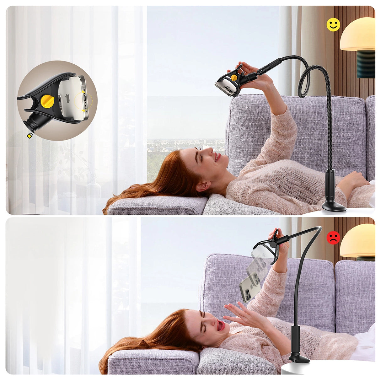 Joyroom JR-ZS389-holder med fleksibel arm til telefon til skrivebord - sort