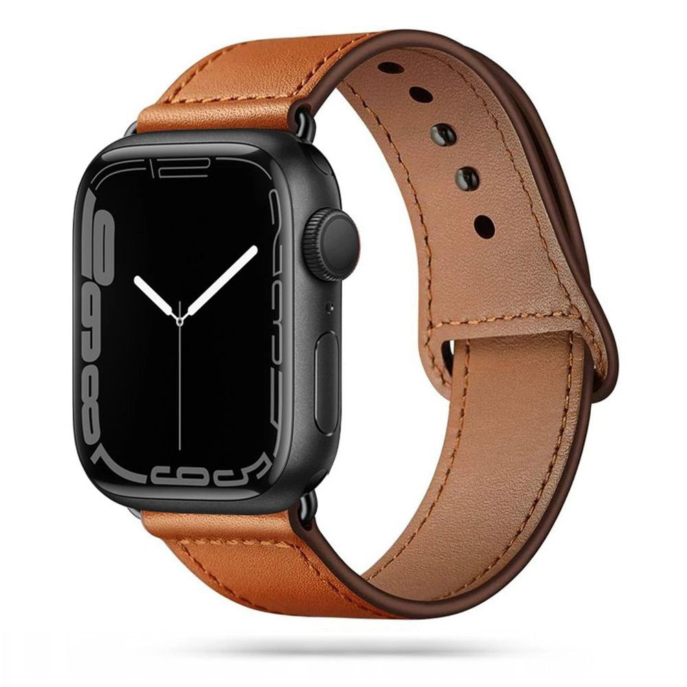 Tech-Protect LeatherFit Strap til Apple Watch 4 / 5 / 6 / 7 / 8 / 9 / SE / Ultra 1 / 2 (42/44/45/49 mm) - Brunt