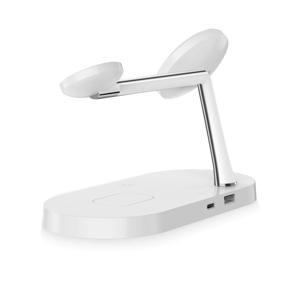 Tech-Protect A12 3in1 MagSafe induktiv oplader til smartphone/hovedtelefon/smartwatch - hvid