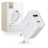 Tech-Protect C30W oplader USB-C PD 30W / USB-A QC 3.0 - hvid