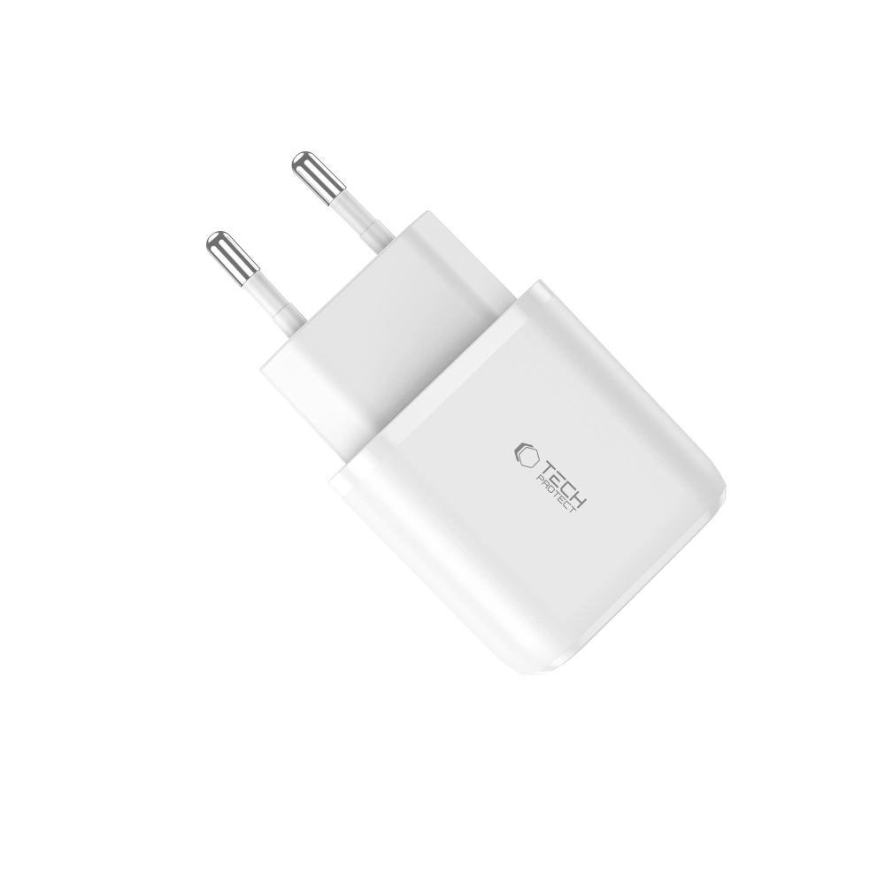 Tech-Protect C20W oplader USB-C PD 20W / USB-A QC 3.0 - hvid