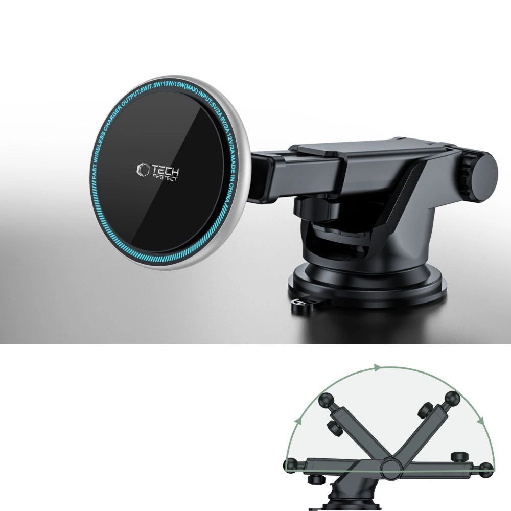 Tech-Protect A2 Car Phone Holder with MagSafe 15W Inductive Charger for Cockpit - Black
