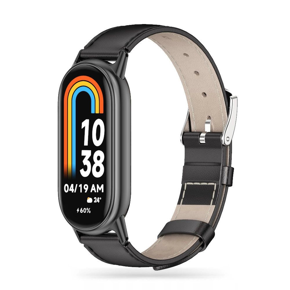Tech-Protect Leatherfit rem til Xiaomi Smart Band 8 / 8 NFC - sort