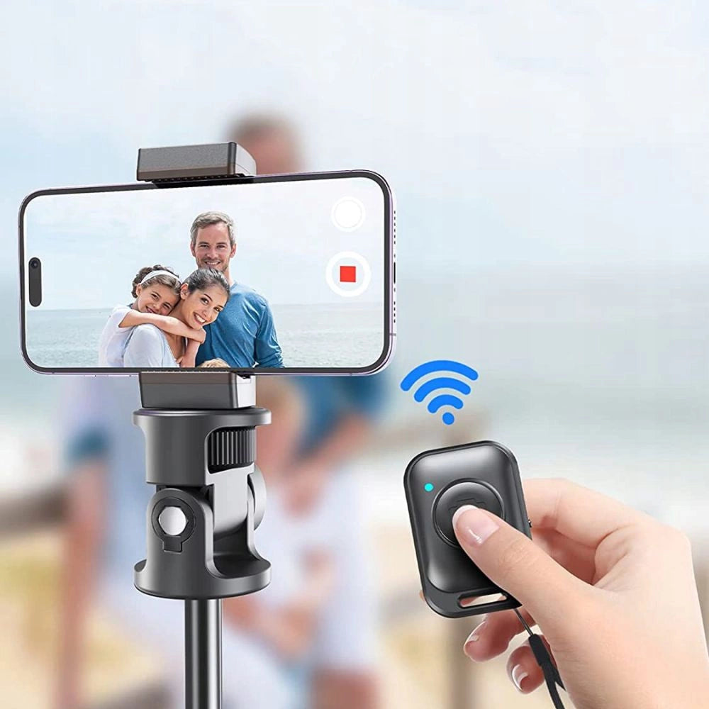 Tech-Protect L03S Bluetooth selfie stick med fjernbetjening, stativ op til 148cm og hoved 180 - sort