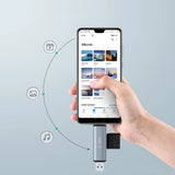 Tech-Protect UltraBoost SD/micro SD-kortlæser med USB-C/USB-A-kontakter - grå