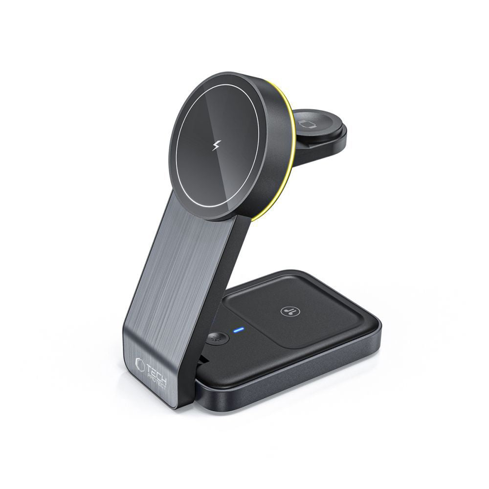 Tech-Protect QI15W-A28 MagSafe 3in1 induktiv oplader med Smartphone / Apple Watch / AirPods Stand - sort