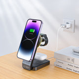 Tech-Protect QI15W-A28 MagSafe 3in1 induktiv oplader med Smartphone / Apple Watch / AirPods Stand - sort
