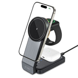 Tech-Protect QI15W-A28 MagSafe 3in1 induktiv oplader med Smartphone / Apple Watch / AirPods Stand - sort