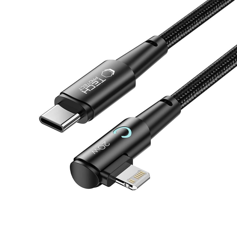 Tech-Protect UltraBoost L Kabel Lightning (vinklet) / USB-C (ret) PD 20W 3A 1m - grå