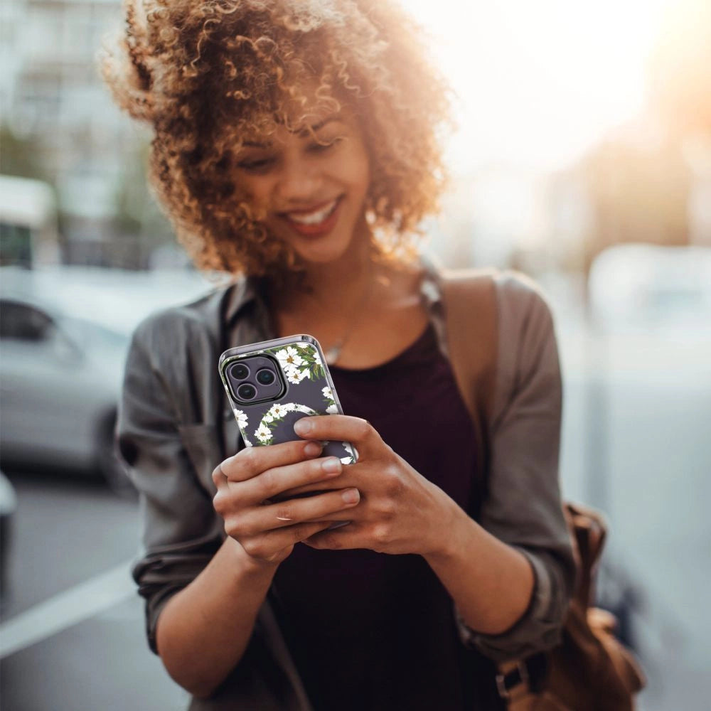 Tech-Protect MagMood MagSafe-kasse til iPhone 15 Pro - daisies med blade