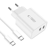 Tech-Protect C35W 2x USB-C PD 35W charger with USB-C / USB-C cable - white