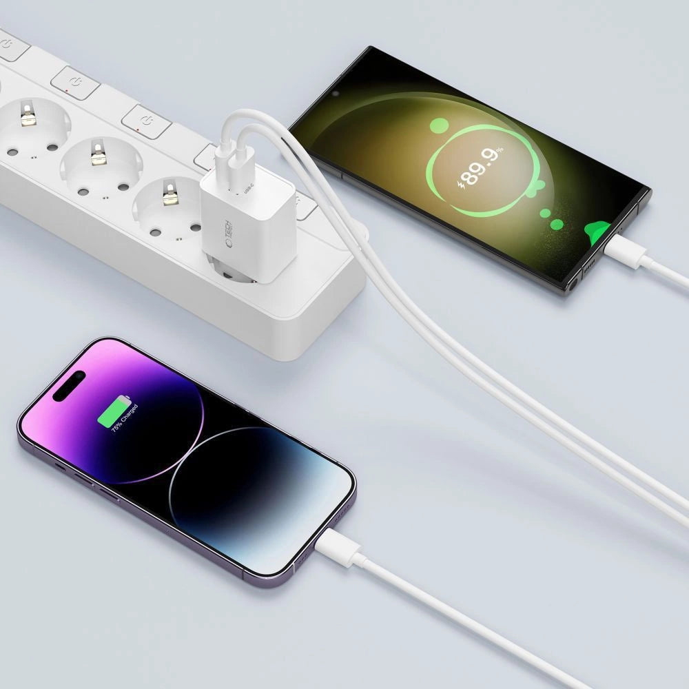 Tech-Protect C35W 2x USB-C PD 35W charger with USB-C / USB-C cable - white