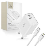 Tech-Protect C35W 2x USB-C PD 35W Wall Charger med USB-C / Lightning Cable - hvid