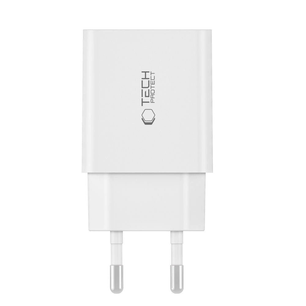 Tech-Protect C35W 2x USB-C PD 35W Wall Charger med USB-C / Lightning Cable - hvid