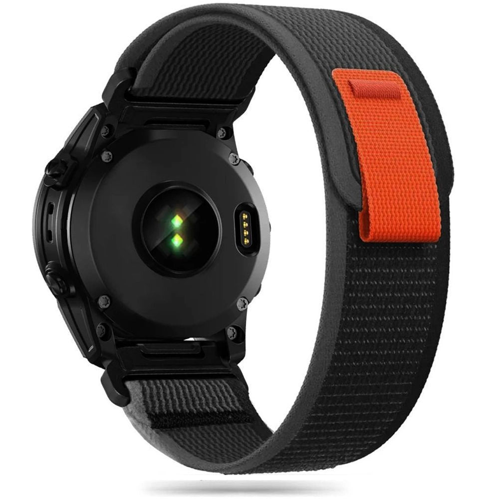 Tech-Protect Nylon Strap til Garmin Fenix 5 / 6 / 6 Pro / 7 - sort/orange