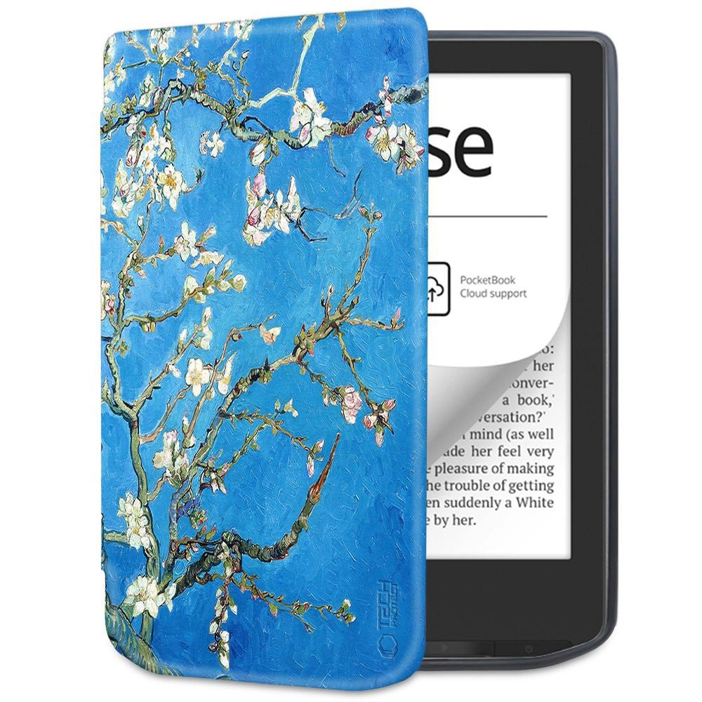 Tech-Protect SmartCase til PocketBook Vers / Vers Pro - Blå med Sakura Blomster