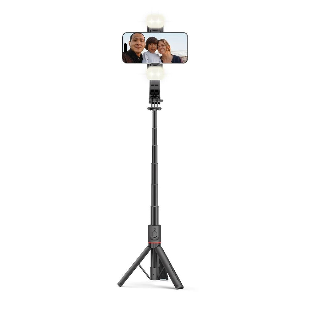 Tech-Protect L05S Bluetooth Selfie Stick with Tripod up to 105cm with LED Light - Black