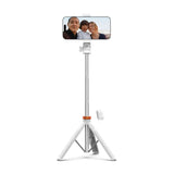 Tech-Protect L03S Bluetooth selfie stick med fjernbetjening, stativ op til 148 cm og 180 hoved - hvid