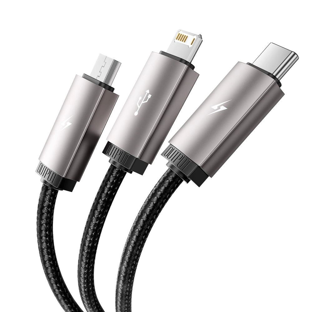 Tech-Protect UltraBoost 3in1 USB-A - Lightning / USB-C / micro USB 3.5A kabel 1m - grå