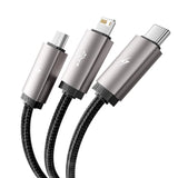 Tech-Protect UltraBoost 3in1 USB-A - Lightning / USB-C / micro USB 3.5A kabel 1m - grå