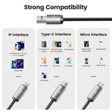 Tech-Protect UltraBoost 3in1 USB-A - Lightning / USB-C / micro USB 3.5A kabel 1m - grå