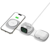 Tech-Protect QI15W-A32 3-i-1-induktiv oplader med MagSafe til smartphone / Apple Watch / AirPods - Grå