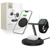 Tech-Protect QI15W-A35 3-i-1-induktiv oplader med MagSafe til telefon / AirPods / Apple Watch - sort