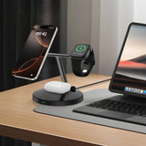 Tech-Protect QI15W-A35 3-i-1-induktiv oplader med MagSafe til telefon / AirPods / Apple Watch - sort