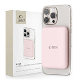 Tech-Protect LifeMag PB10 Powerbank med MagSafe 5000mAh 15W USB-C port - lyserød + USB-C kabel