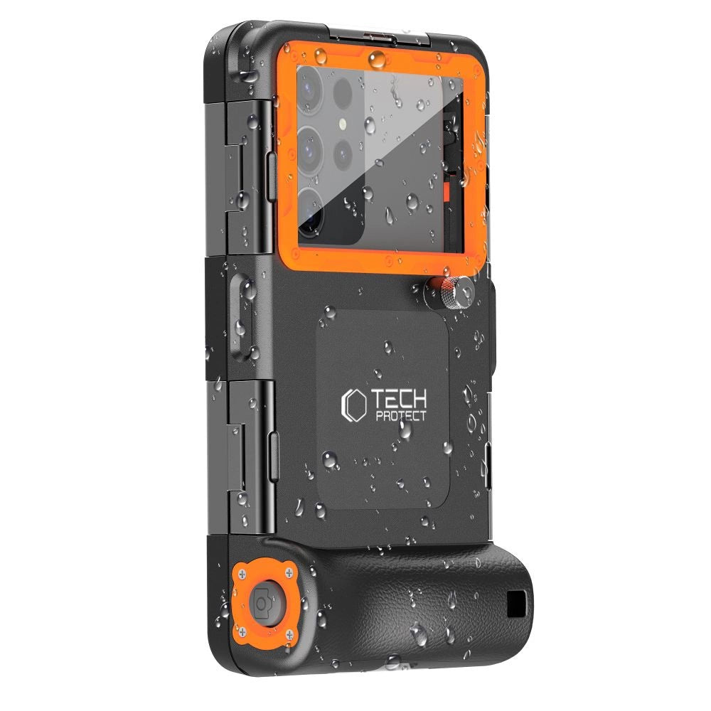 Tech-Protect Waterproof Case IPX8 til 4.7-6.7" Smartphones - sort og orange