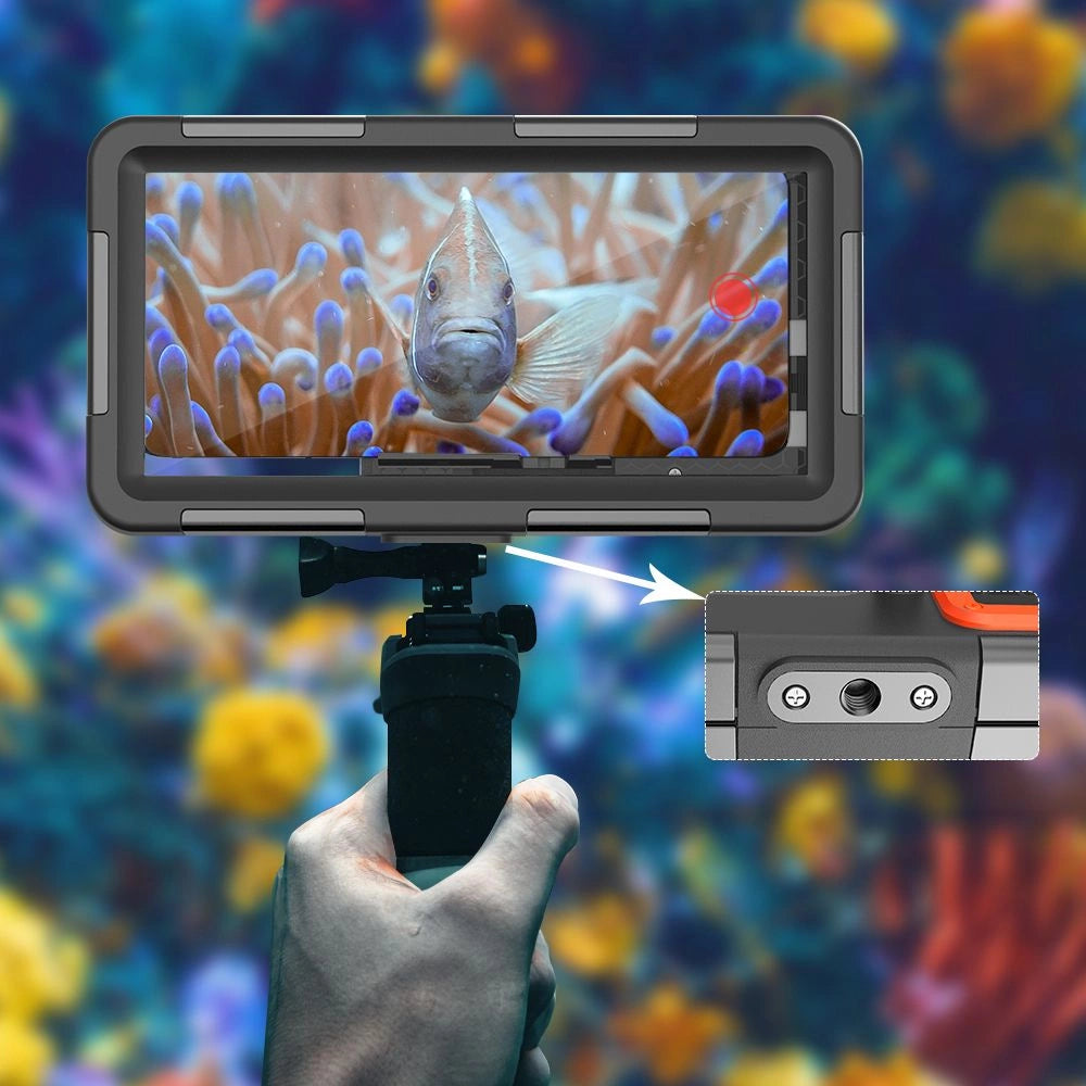 Tech-Protect Waterproof Case IPX8 til 4.7-6.7" Smartphones - sort og orange