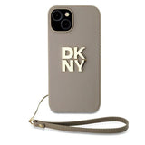 DKNY Wrist Strap Stock Logo Case til iPhone 15 Plus - beige
