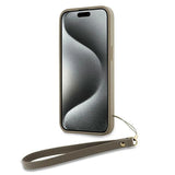 DKNY Wrist Strap Stock Logo Case til iPhone 15 Plus - beige