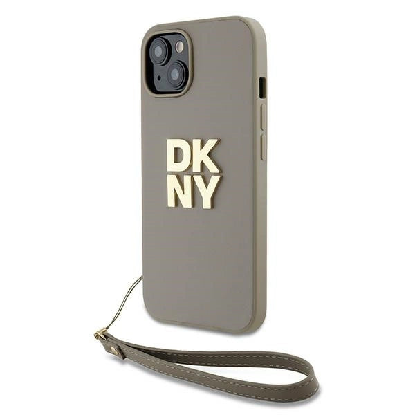 DKNY Wrist Strap Stock Logo Case til iPhone 15 / 14 / 13 - beige