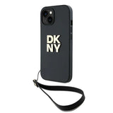 DKNY Wrist Strap Stock Logo Case til iPhone 15 / 14 / 13 - sort